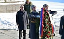 During the visit to the Stalingrad Battle State Historical Memorial Museum on Mamayev Kurgan, Vladimir Putin laid a wreath at the Eternal Flame in the Hall of Military Glory.