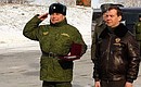Dmitry Medvedev presents the Order of Military Merit to Commander of the 626th Missile Regiment Colonel Fedor Vlasov.