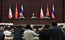 По итогам встречи глав государств – гарантов Астанинского процесса лидеры трёх стран сделали заявления для прессы и ответили на вопросы журналистов.