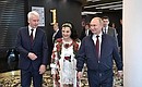 During a visit to Rhythmic Gymnastics Palace at Luzhniki Olympic Complex. With Moscow Mayor Sergei Sobyanin and president of the Russian Rhythmic Gymnastics Federation, head coach of Russia’s national team Irina Viner-Usmanova.