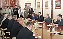Vladimir Putin meeting with representatives of legislatures from different regions of the Russian Federation.