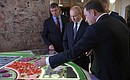 Touring the exhibition of the university’s innovative developments and a scale model, 2023 Universiade Legacy: Development of Ural Federal University’s Infrastructure.