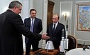 With Deputy Prime Minister Dmitry Rogozin and Roscosmos Head Igor Komarov.