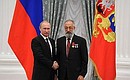 Presenting Russian Federation state decorations. The Order for Services to the Fatherland, IV degree, is awarded to Federation Council Member from Tula Region and representative of the Tula regional government in the Federation Council Artur Chilingarov.