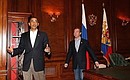 С Президентом США Бараком Обамой в рабочем кабинете.