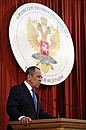 Foreign Minister Sergei Lavrov at a meeting of ambassadors and permanent representatives of Russia at international organisations and associations.