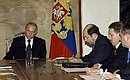 President Putin at a meeting with Cabinet members.
