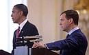 Совместная пресс-конференция с Президентом США Бараком Обамой после подписания российско-американского Договора о сокращении и ограничении СНВ.
