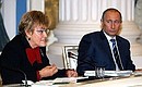 At a session of the Council for Science, Technology and Education. On the left, Rector of the Saint Petersburg State University, Liudmila Verbitskaia.