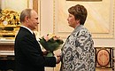 В ходе встречи в Кремле с женщинами, чьи дети добились выдающихся результатов в искусстве, науке, спорте, а также были удостоены званий Героя России.