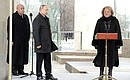 At a ceremony to unveil a monument to Yevgeny Primakov. With Irina Primakova and Special Presidential Envoy for International Cultural Cooperation Mikhail Shvydkoi. Photo: Mikhail Metzel, TASS