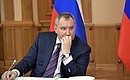 Заместитель Председателя Правительства Дмитрий Рогозин на совещании по вопросам диверсификации производства высокотехнологичной продукции гражданского назначения организациями оборонно-промышленного комплекса.