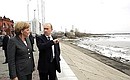 With Federal Chancellor of Germany Angela Merkel at a bank of the Tom\' River.
