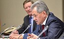 Defence Minister Sergei Shoigu at the meeting with permanent members of the Security Council.