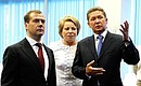 With St Petersburg Governor Valentina Matviyenko and Gazprom CEO Alexei Miller.
