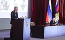 Interior Minister Vladimir Kolokoltsev delivered a report at the extended meeting of Russian Interior Ministry Board. Photo: Stanislav Krasilnikov, TASS