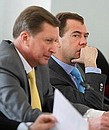 At the meeting of the working group to draft proposals for developing the Open Government system. Chief of Staff of the Presidential Executive Office Sergei Ivanov (left).