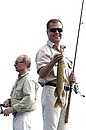 Fishing on the Volga River. With Prime Minister Vladimir Putin.