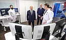 With Moscow Mayor Sergei Sobyanin (right) and staff of the Centre for Diagnostics and Telemedicine Technologies.