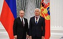 Presenting Russian Federation state decorations. The Order for Services to the Fatherland, III degree, is awarded to Deputy State Duma Chairman Vladimir Vasilyev.