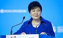 President of the Republic of Korea Park Geun-hye at the Eastern Economic Forum plenary session. Host Photo Agency
