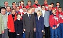 President Putin with members of the Russian Olympic select team.