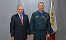 The ceremony to present state decorations of the Russian Federation. The Medal for Courage in a Fire is awarded to Alexander Zakharov, unit commander at the Main Directorate of the Russian Emergencies Ministry in Tymen Region.