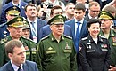 At the opening of the International Military-Technical Forum ARMY-2015. Front row, left to right: Chief of the General Staff of Russia’s Armed Forces and First Deputy Defence Minister Valery Gerasimov, Defence Minister Sergei Shoigu, Deputy Defence Minister Tatyana Shevtsova.