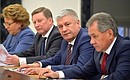 Before the meeting with permanent Security Council members. Fron ltft to right: Federation Council Speaker Valentina Matviyenko, Chief of Staff of the Presidential Executive Office Sergei Ivanov, Interior Minister Vladimir Kolokoltsev, Defence Minister Sergei Shoigu.
