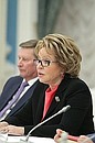 Chairperson of the Coordinating Council and Speaker of the Council of Federation Valentina Matviyenko at a meeting of the Coordinating Council for Implementing the 2012–2017 National Children’s Interests Action Strategy.