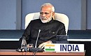 На встрече лидеров БРИКС с главами делегаций приглашённых государств. Премьер-министр Республики Индии Нарендра Моди.