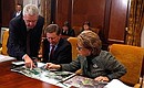 Mayor of Moscow Sergei Sobyanin, Chief of Staff of the Presidential Executive Office Sergei Ivanov, and Speaker of the Federation Council Valentina Matviyenko before the meeting on establishing a parliamentary centre.
