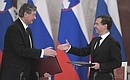 Церемония подписания совместных документов. С Президентом Словении Данило Тюрком.