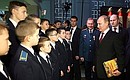 С курсантами кадетских училищ во время посещения выставки «Моя история. Рюриковичи».