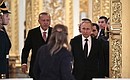 С Президентом Турецкой Республики Реджепом Тайипом Эрдоганом перед началом встречи с представителями деловых кругов России и Турции.