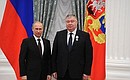Presenting Russian Federation state decorations. The Order For Naval Merit is awarded to Granit-Electron Concern CEO Georgy Korzhavin.