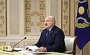 President of Belarus Alexander Lukashenko at the session of the Collective Security Council of the CSTO in a restricted format. Photo: Valery Sharifulin, TASS