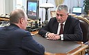 Во время рабочей встречи с Министром внутренних дел Владимиром Колокольцевым.