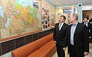 With CEO of the Sambo-70 centre of sports education Renat Laishiyev during a visit to the centre.