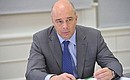 Finance Minister Anton Siluanov before a meeting on school education.