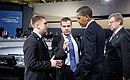 Саммит «Группы двадцати». С Президентом США Бараком Обамой. На фото справа — Заместитель Председателя Правительства — Министр финансов Алексей Кудрин.