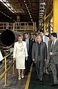 At the Izhora Pipe Plant. With Governor of St Petersburg Valentina Matviyenko and Alexei Mordashov, chairman of the board of OAO Severstal and general director of Severstal Group (in the front row on the right).