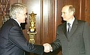 President Putin meeting Volodymyr Lytvyn, the head of the Executive Office of the Ukrainian President.