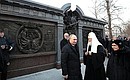 At the unveiling of a monument to Emperor Alexander I. With Patriarch Kirill of Moscow and All Russia.