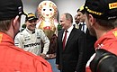 With the winners of the Formula One Russian Grand Prix.
