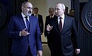 With Prime Minister of the Republic of Armenia Nikol Pashinyan before a restricted meeting of the CSTO Collective Security Council. Photo: Vladimir Smirnov, TASS