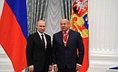 Presenting Russian Federation state decorations. The Order for Services to the Fatherland, III degree, is awarded to Director of the Kulakov Research Centre of Obstetrics, Gynaecology and Perinatology Gennady Sukhikh.