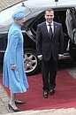 Official greeting ceremony. With Queen Margrethe II of Denmark. Photo: Sergey Guneev, RIA Novosti