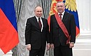 Presentation of state decorations in the Kremlin. Transneft President Nikolai Tokarev receives the Order for Services to the Fatherland First Degree.