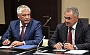 Interior Minister Vladimir Kolokoltsev (left) and Defence Minister Sergei Shoigu at a meeting with permanent members of the Security Council.
